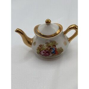 Vintage Limoges France Porcelain Teapot Romantic Courting Scene